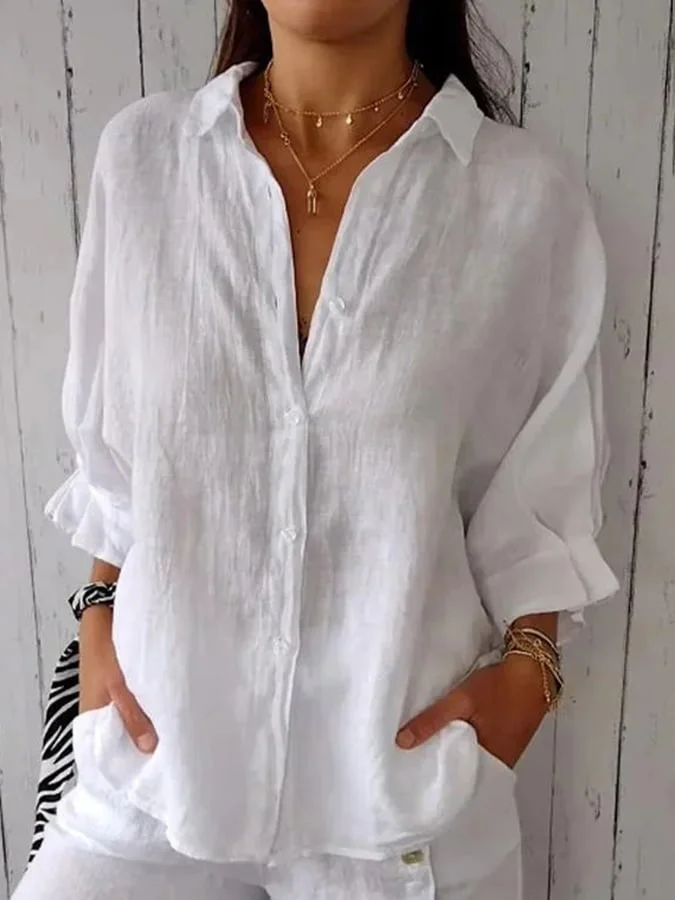 Women's Cotton And Linen Back Tie Top