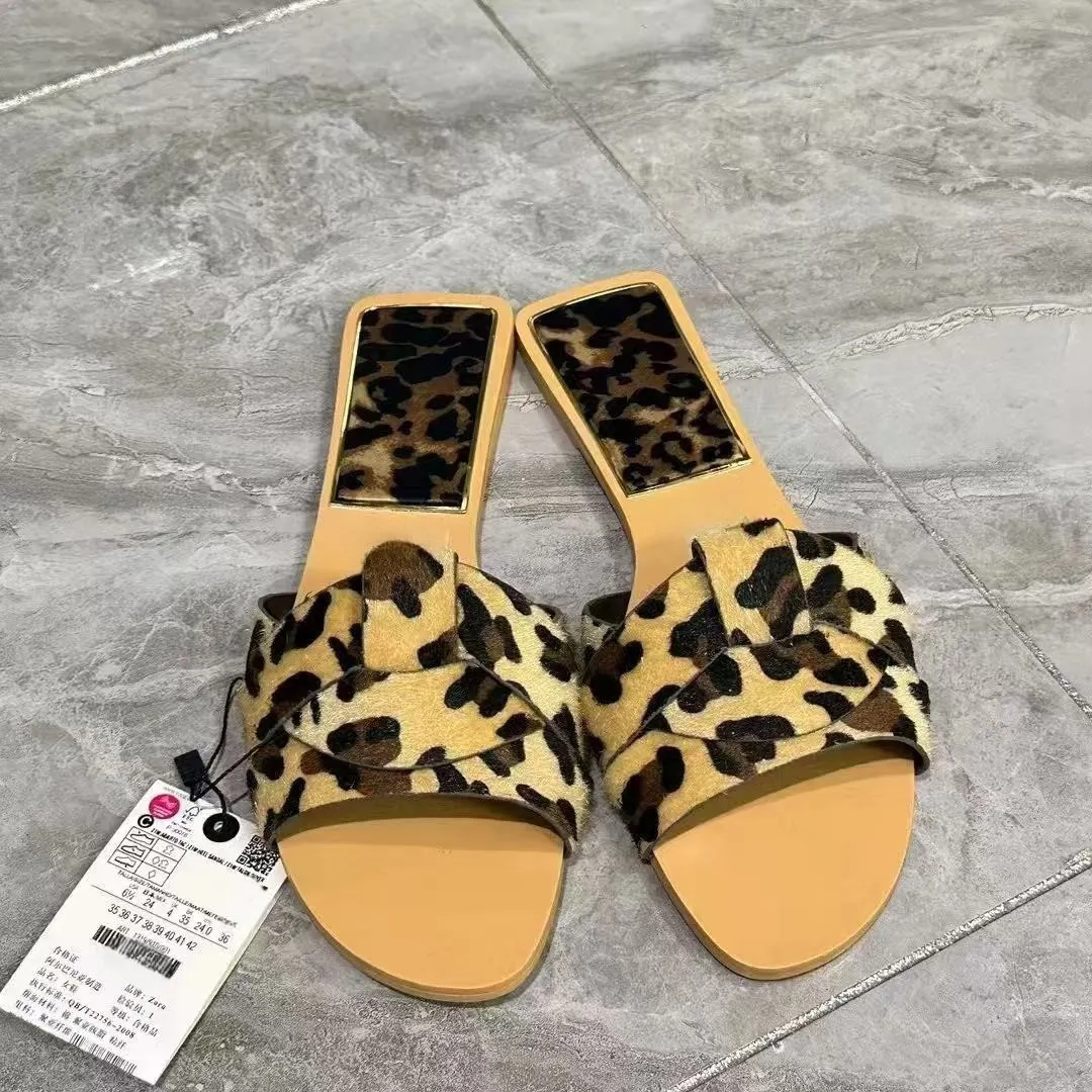 Breakj Breakj Home 2025 New Women's Shoes French High-End Slippers New Cross-Slip Shoes With Comfortable Flat Sandals