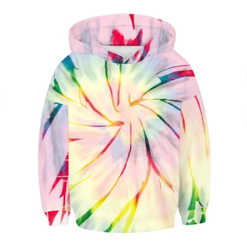 Children Hooded Sweater Festival Color Pattern Clothes Boy Trend Fashion Pullover Girl Tie-Dye Effect Top Coat Kid Casual Jacket