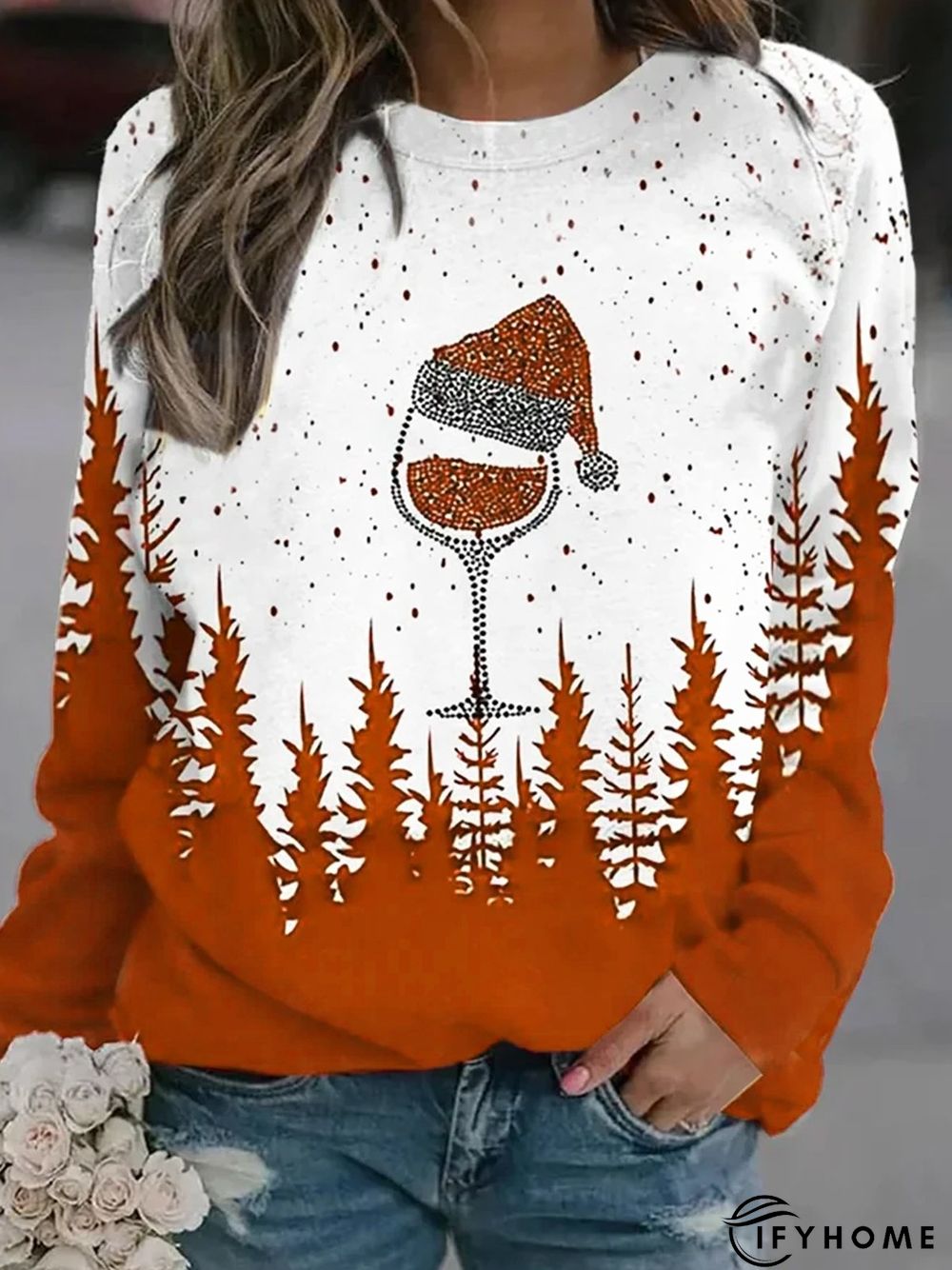 Loose Casual Crew Neck Christmas Sweatshirt | IFYHOME