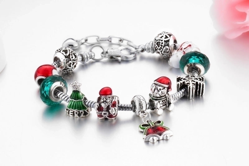 Fashion Christmas Tree Bell Alloy Enamel Women’s Bracelets 1 Piece