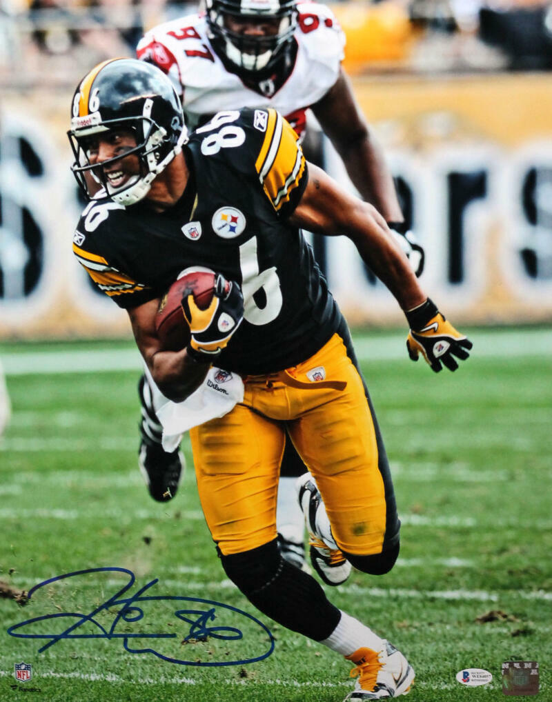 Hines Ward Signed Steelers 16x20 FP Running Black Jersey Photo Poster painting - Beckett W Auth