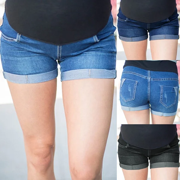 Pregnant Women's Summer Skinny Short Jeans Fashion Denim Shorts Pregnancy Ladies Plus Size Short Pants Maternity Clothing S-5XL