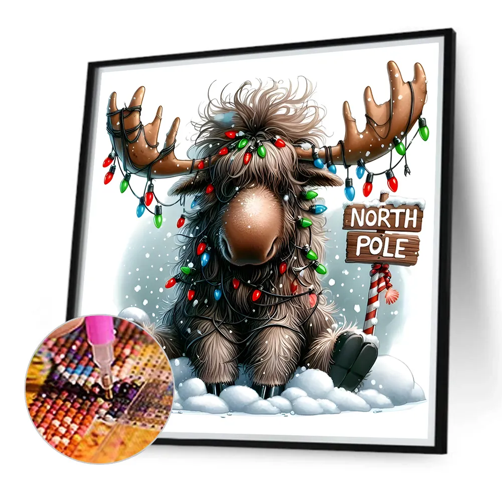 Diamond Painting - Full Round Drill - Xmas Elk(Canvas|30*30cm)