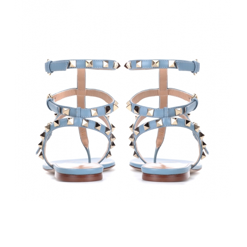 Women's Studded  T-Strap Strappy  Thong  Flats Sandals-vocosishoes