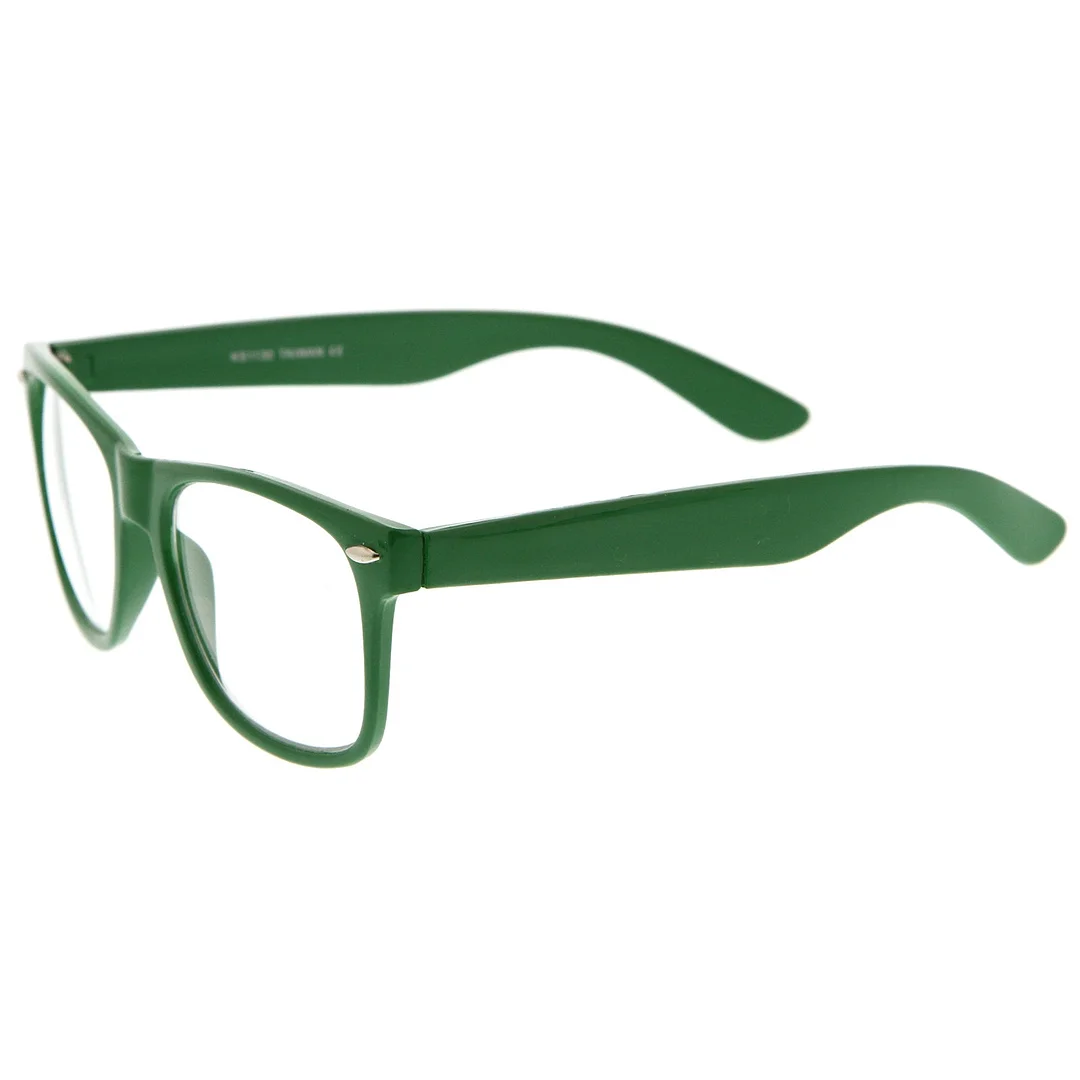 Retro Wide Temple Clear Lens Horn Rimmed Eyeglasses 54mm