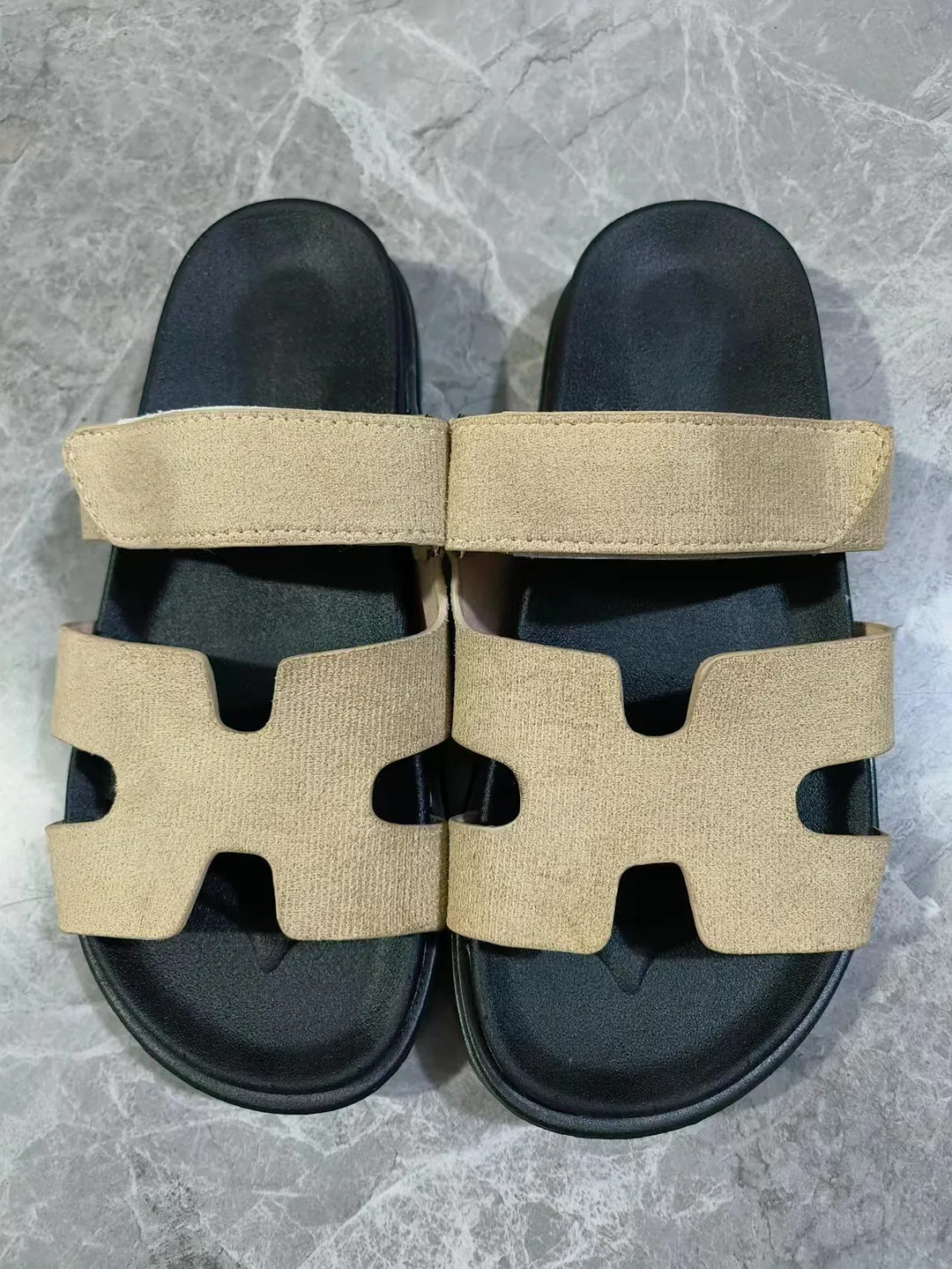 Breakj Breakj Summer New Thick Bottom Cool Slippers Large-Size Magic Sticker Outside Wearing Casual Women's Shoes