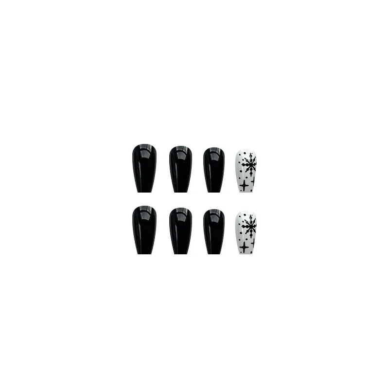 Churchf Churchf Black And White Pure Desire Ins Wind Snowflake Christmas Wind Jump Color Wear Nail Stripes Dark Beauty Nail Pieces Nail