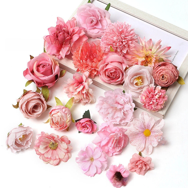 10 Pieces Pink Artificial Flower Wedding Shooting Props Handmade Diy Hair Accessories Decoration Flower Box Material