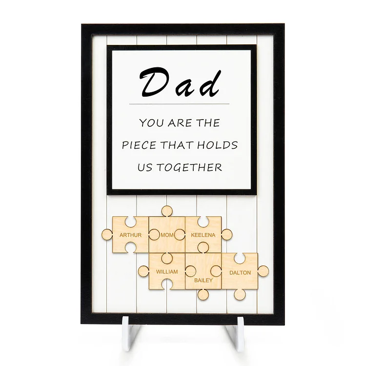 Dad Puzzle Sign Custom 6 Names Wooden Sign Family Gift for Dad