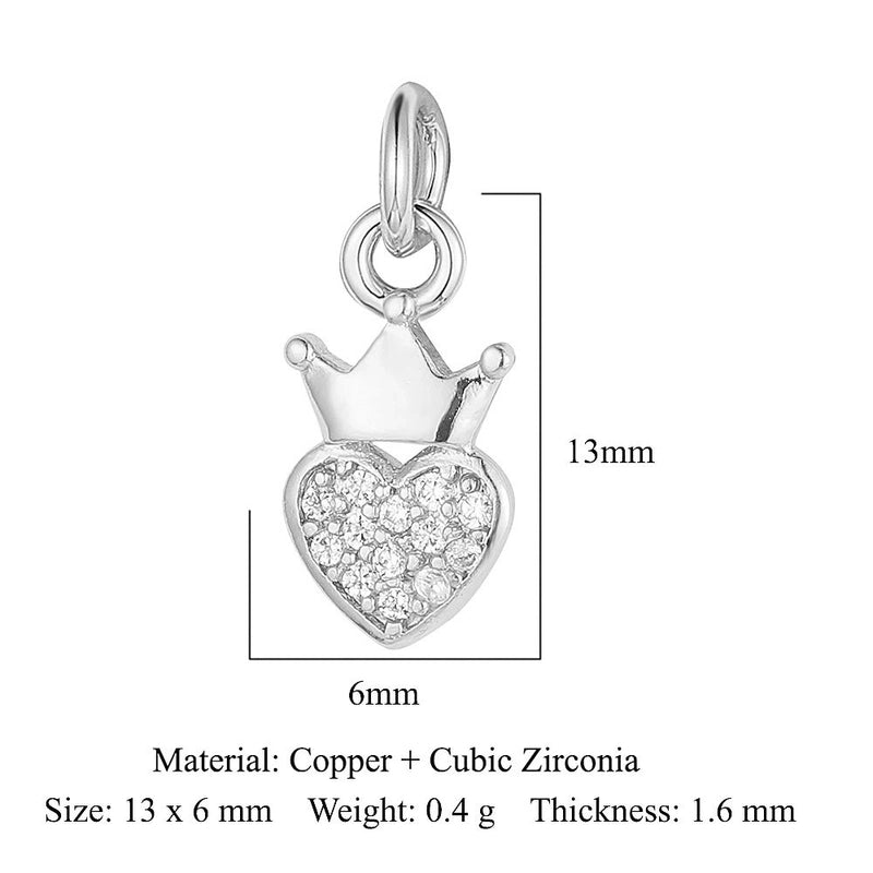 3 Pieces Copper Zircon 18K Gold Plated Pentagram Heart Shape