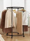 Circular Drying Rack with Wheels Display Hanging Clothes Rack for Clothing Store