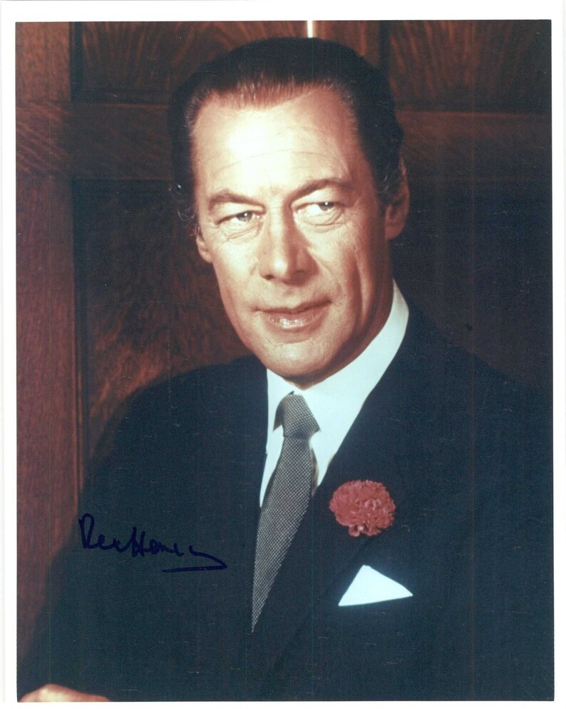 Rex Harrison (d. 1990) Signed Autographed Glossy 8x10 Photo Poster painting - COA Matching Holograms