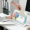 Fleurs 2027 ensemble de calendrier de peinture en diamant en papier DIY avec perceuse sp&eacute;ciale en forme de kit de calendrier mensuel &agrave; table flip fait main pour les adultes pour d&eacute;butants d&eacute;coration de bureau &agrave; domicile