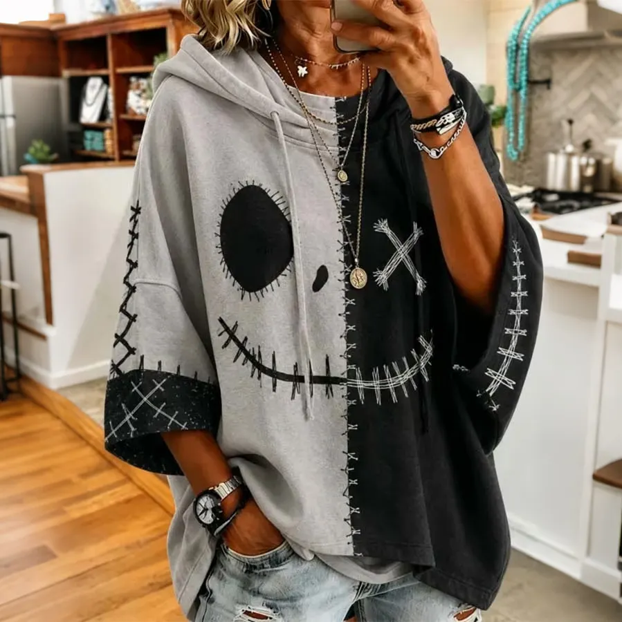 Comstylish Women's Halloween Pumpkin Face Printing Hoodie