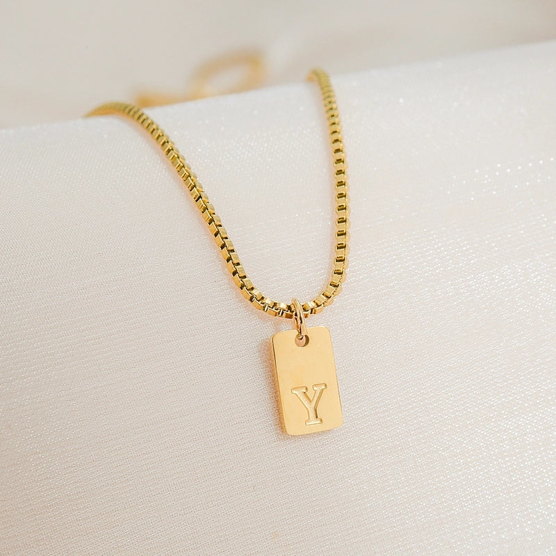 Minimalist Letter 304 Stainless Steel 18K Gold Plated Pendant Necklace