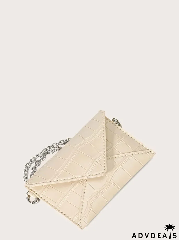 Croc Embossed Chain Purse