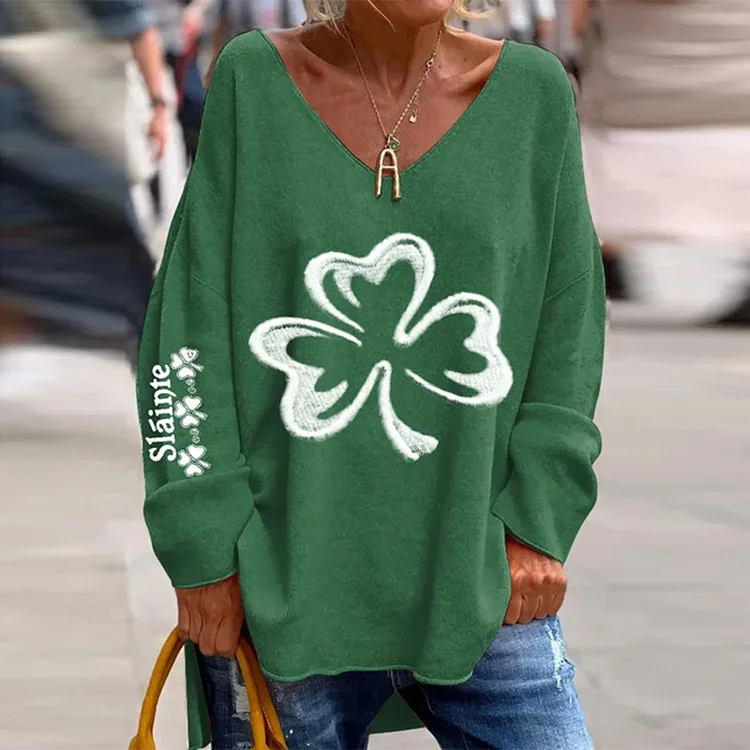 VChics St. Patrick Day Print V-Neck Casual T-Shirt