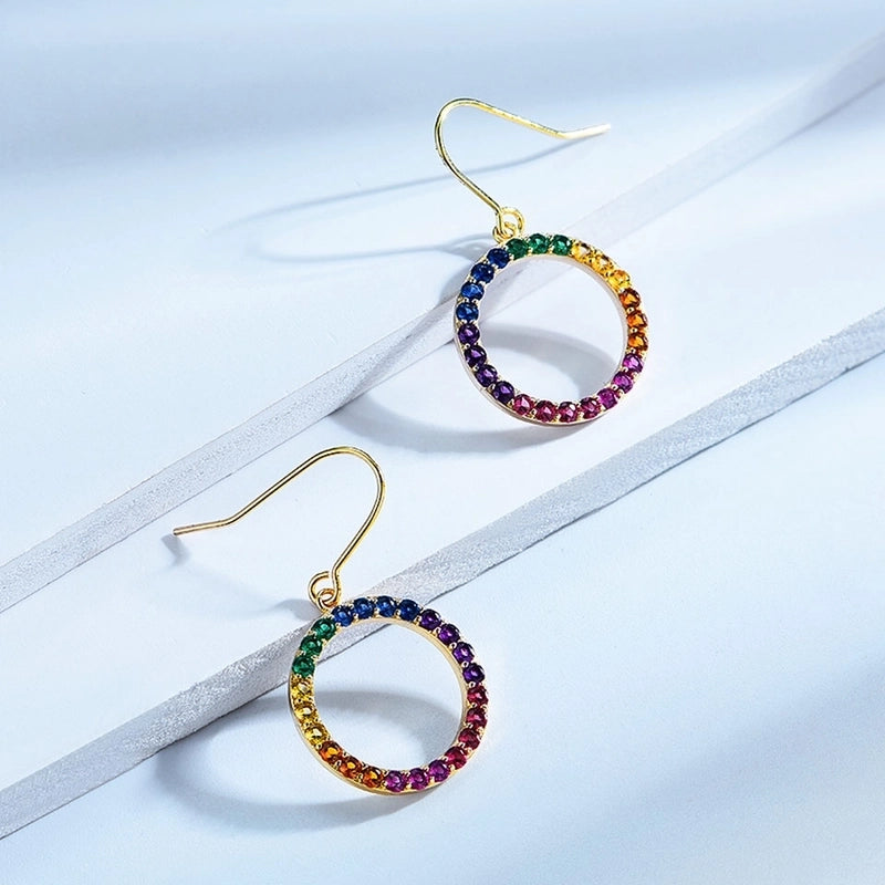 925 Sterling Silver Silver ZIRCON Round EARRINGS Stud Earrings