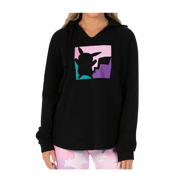 Pokémon Pikachu Color Block Black Casual Hoodie