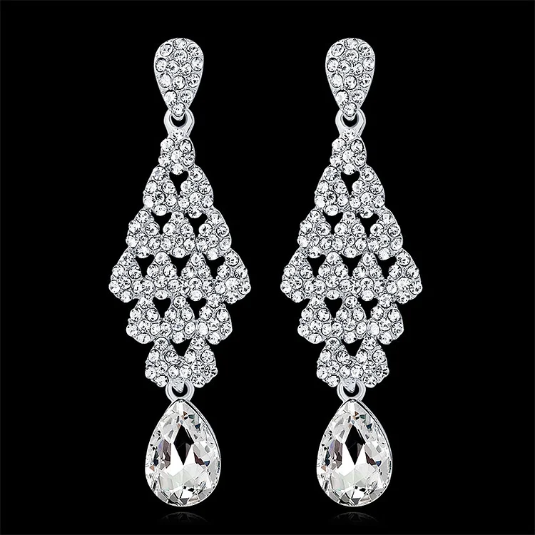 Hundred alloy and diamond crystal earrings
