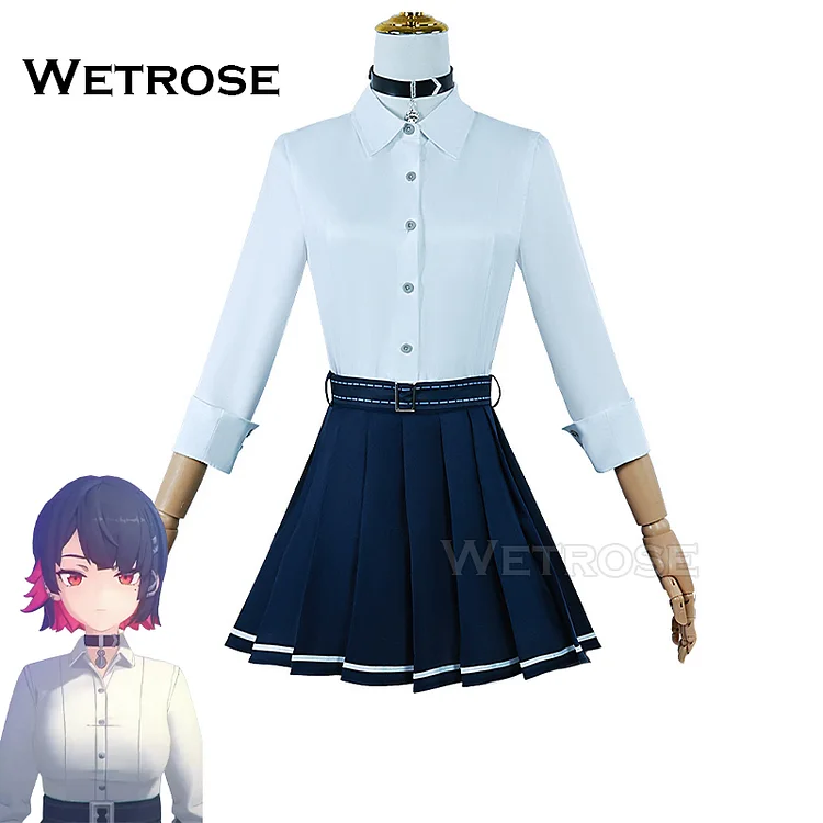 【Wetrose】Ellen Joe JK Shirt Zenless Zon Zero ZZZ Cosplay Costume School Uniform Seifuku Shark Tail Wig Full Set