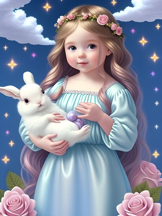 Girl And His Rabbit - Customized AB Drill Diamond Painting gbfke