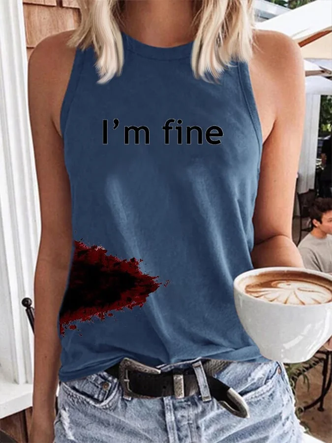 Women's Halloween Funny I'M FINE Bloodstained Vest