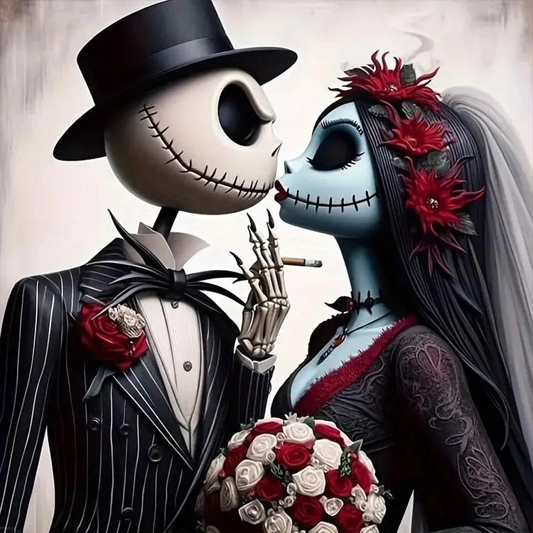 Halloween Skull Couple 40*40CM (Canvas) Full Round Drill Diamond Painting gbfke