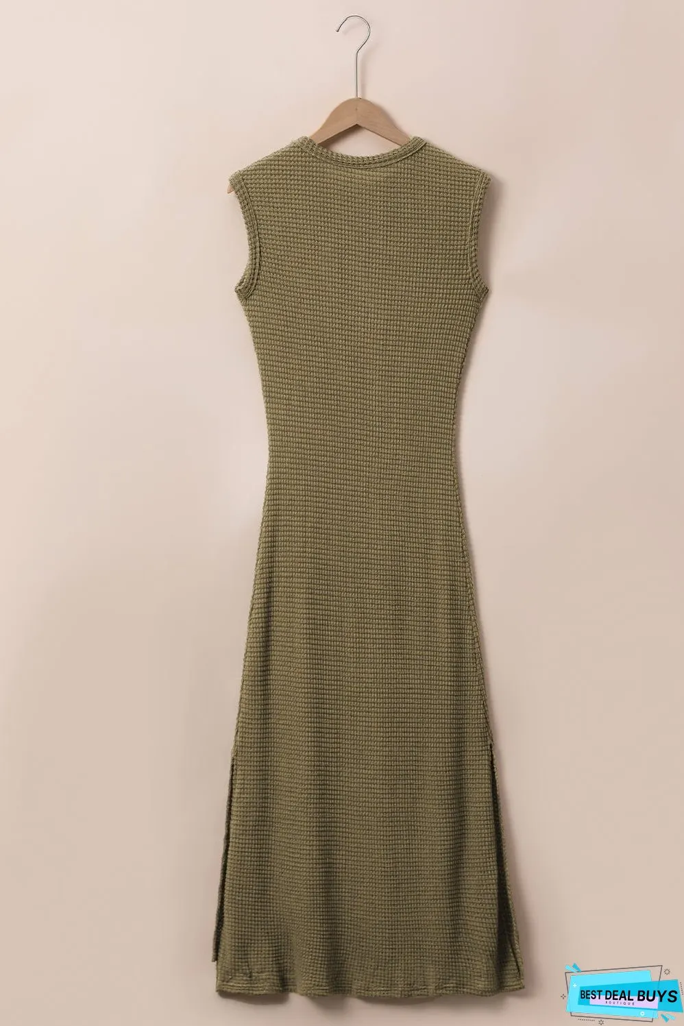 Waffle Knit Sleeveless Long Dress