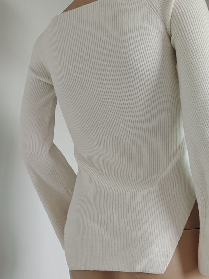 Ootddress Long Sleeve Sweater 2025 Autumn Women Knit Ribbed Top Ladies Casual Knitted Tops Pullover Off-Shoulder Knitwear Black