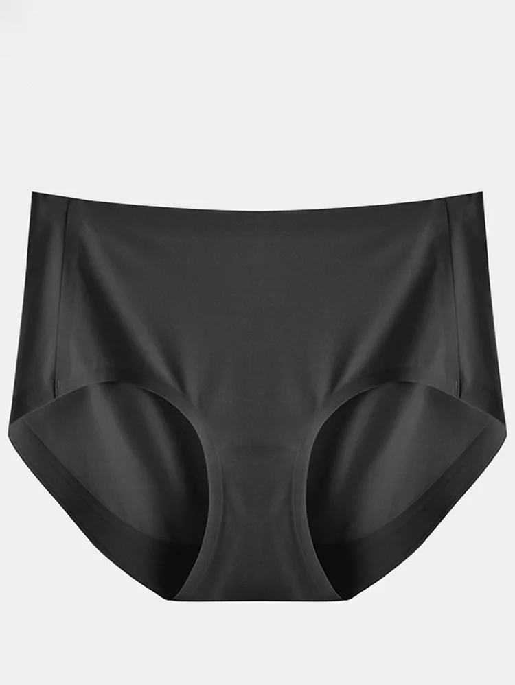 Seamless Lifting Buttocks Mid Waist Ice Silk Solid Color Panty
