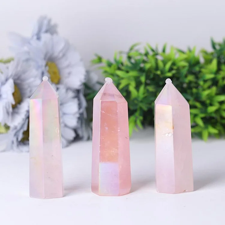 Angel Aura Rose Quartz Towers Points Bulk