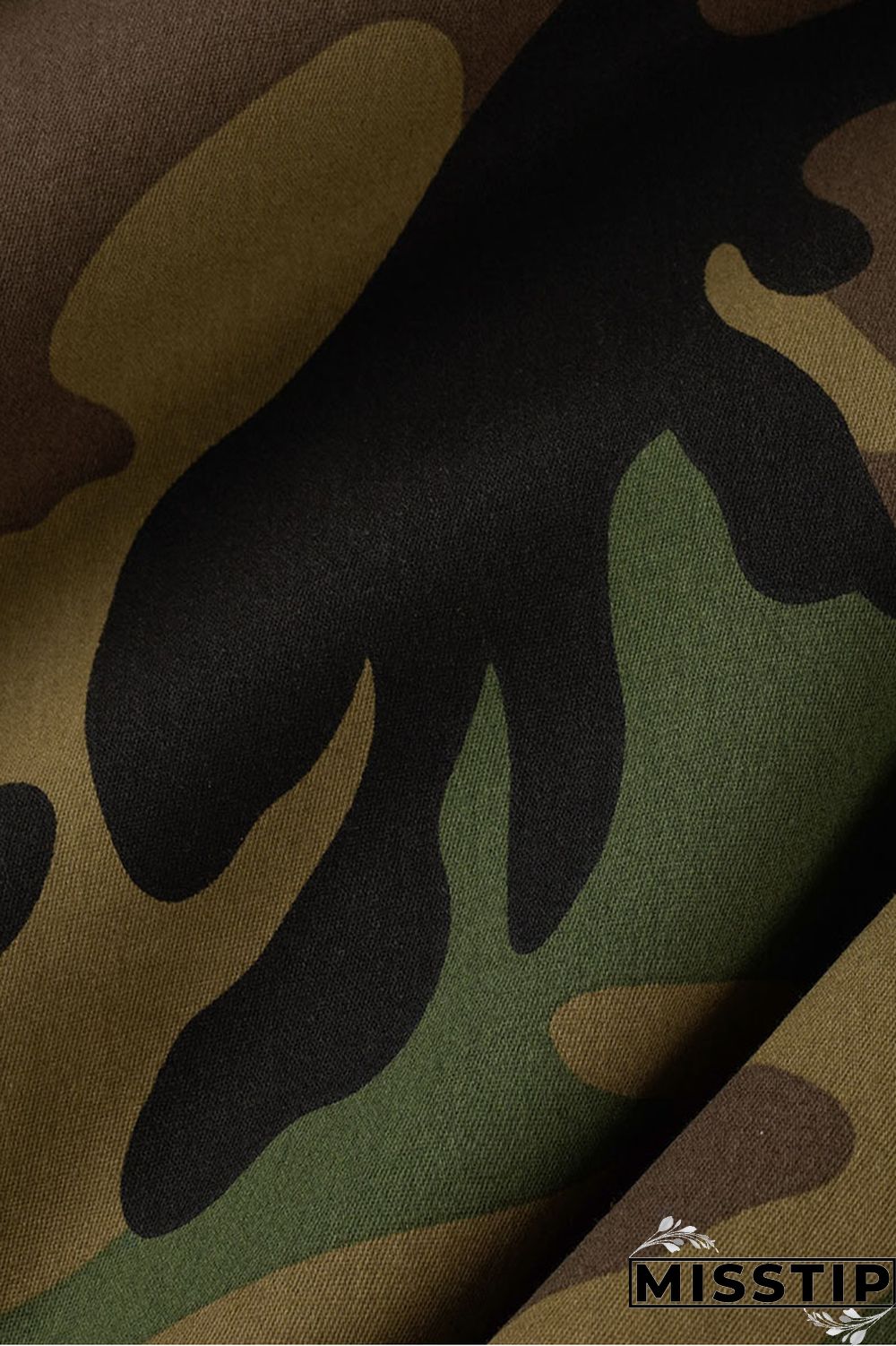 Camouflage Casual Street Print Camouflage Print Patchwork Turn-back Collar Outerwear