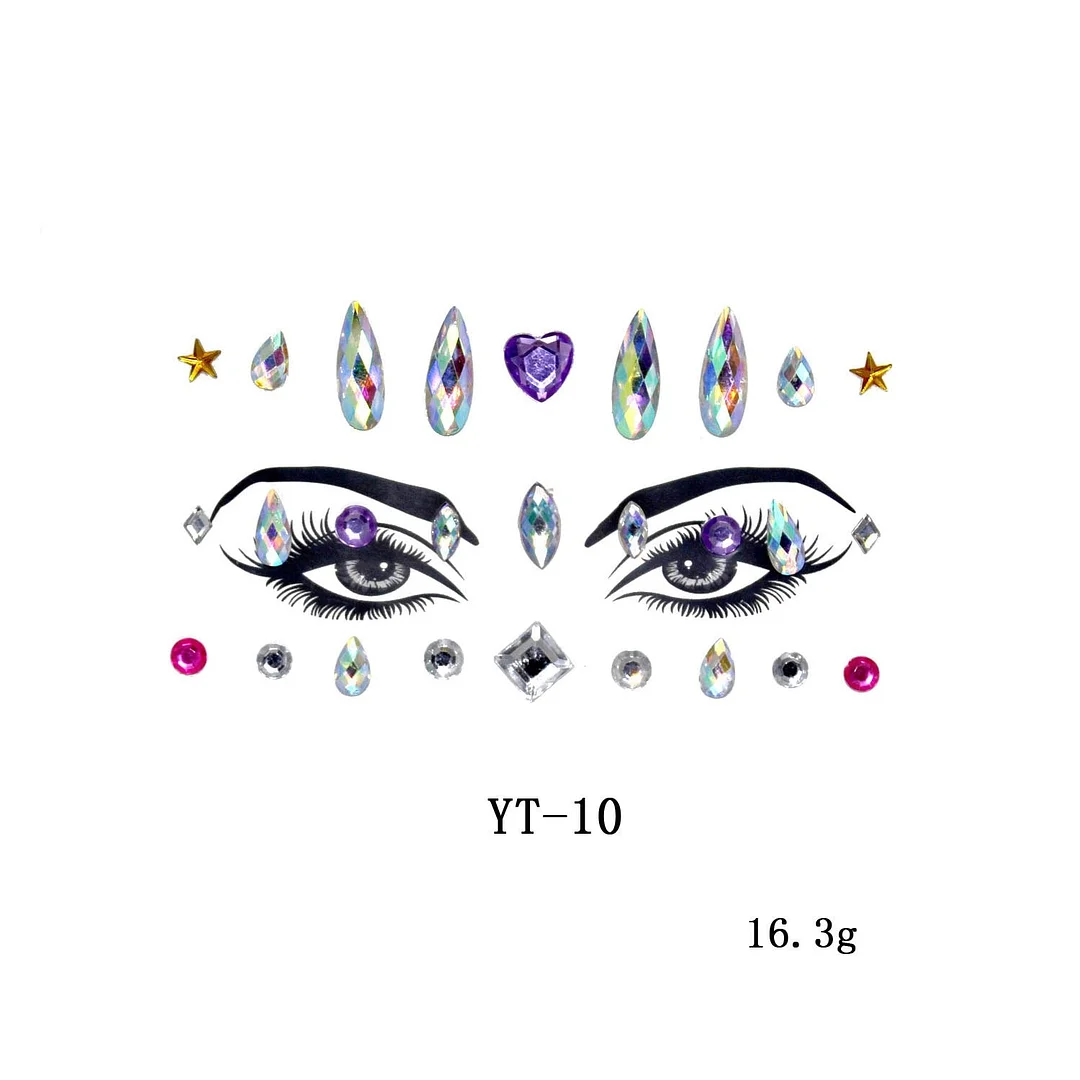 Sexy Style Rhinestone Acrylic Self-adhesive Jewelry Face Creative Tattoo Body Art Jewelry Masquerade Eyes Beauty Makeup Sticker