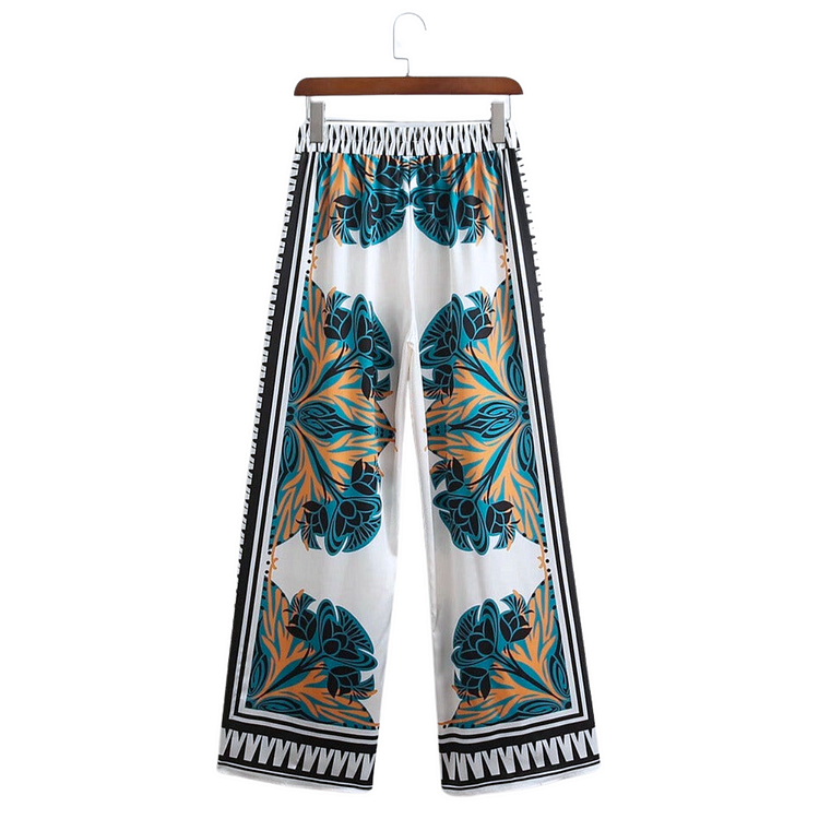 Casual Printed Shirt and Pants Two Piece Set Flaxmaker