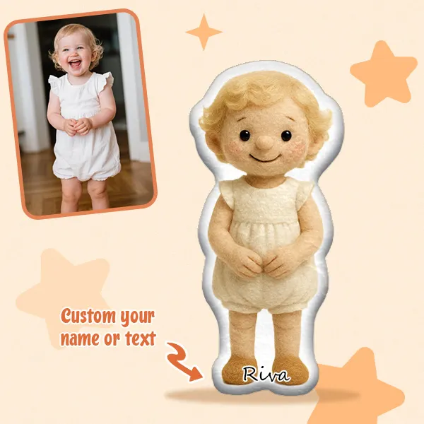 Custom Cartoon Doll Pillow &ndash; Personalized Doll That Looks Like You | Mini Me Pillow with Face & Name For Couple For Family For Kids