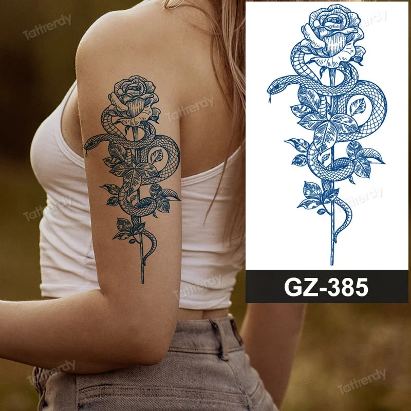 Juice Ink Lasting Waterproof Temporary Tattoo Sticker Dragon Snake Totem Tattoos Sun Wing Body Art Arm Fake Tatoo Women Men