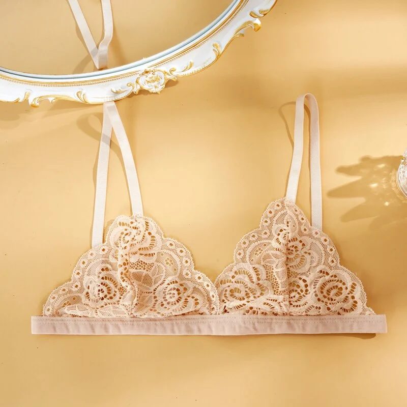 Sexy Woman Bra Floral Lace Bra Wire Free Bralette Female Unlined Breathable Lingerie Ultra-Light Adjustable Brassiere Hot 1/2pcs