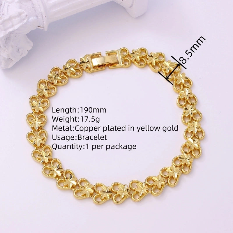 Copper 18K Gold Plated Hollow Out Heart Shape Bracelets
