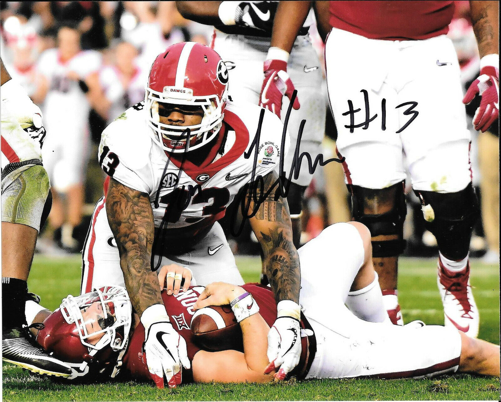 JONATHAN LEDBETTER HAND SIGNED GEORGIA BULLDOGS ROSE BOWL 8X10 Photo Poster painting W/COA UGA