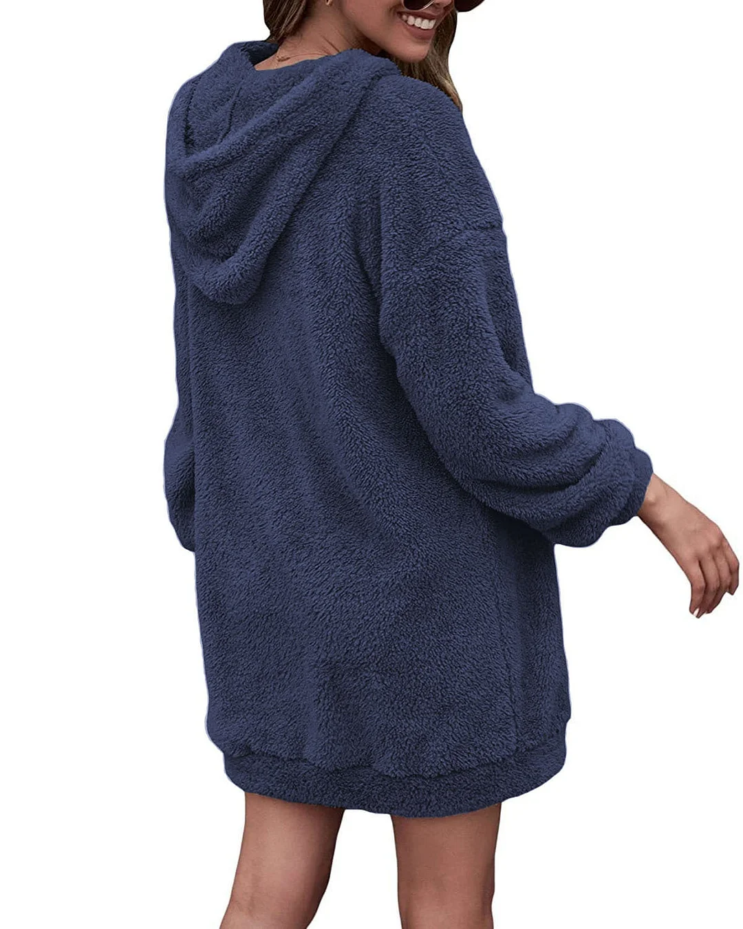 Women's Hoodies  Zipper Plush Sweater Long Top