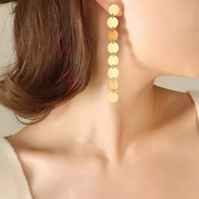 1 Pair Exaggerated Streetwear Round Plating 304 Stainless Steel 18K Gold Plated Drop Earrings