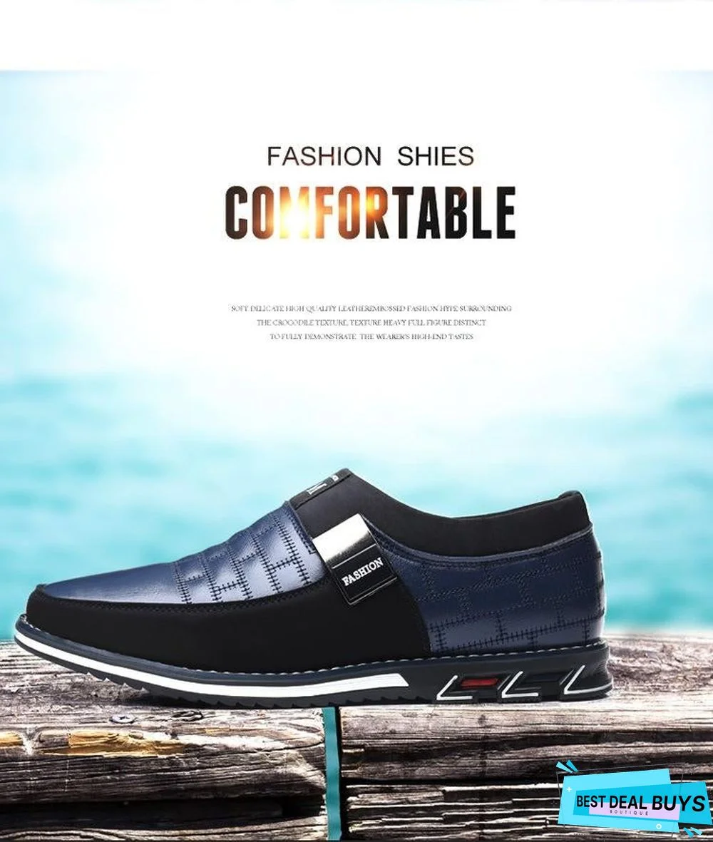 Leather Men Casual Shoes Mens Loafers Moccasins Breathable Slip On Black Driving Shoes