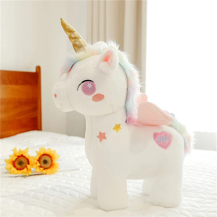 Unicorn plush toy doll is made of high-end simulated short rabbit fur