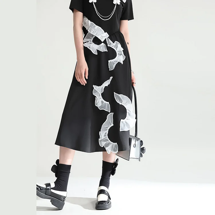 Irregular Splicing Mesh Skirt - yankia