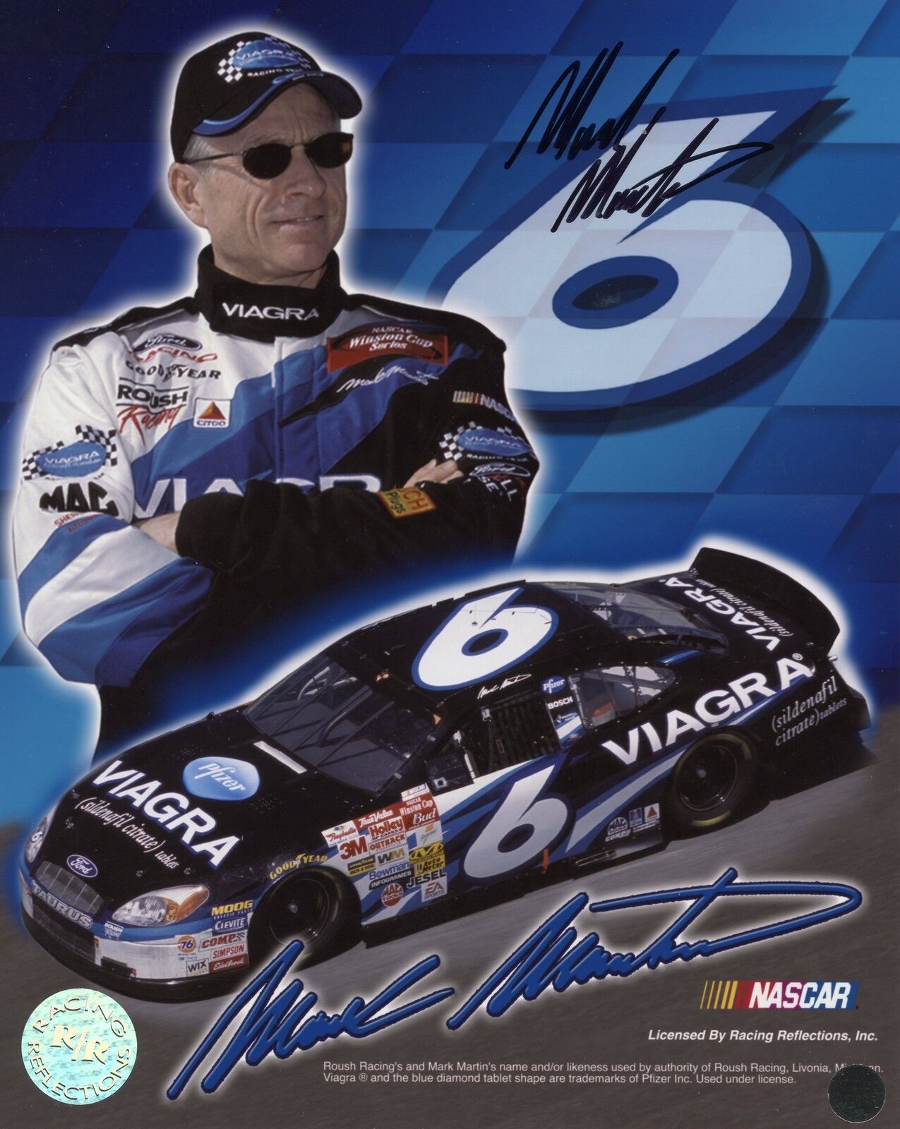 Mark Martin 8x10 Photo Poster painting Signed Autographed Auto Authenticated COA NASCAR