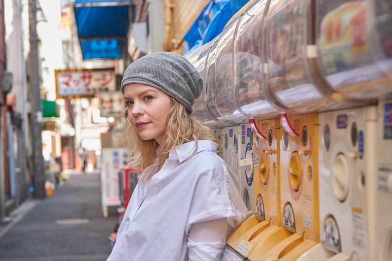 Linen Summer Beanie, Slouchy Eco Friendly Beanie, Lightweight Slouch Hat, Cooling Cap, Womens Summer Knit, Mens Baggy Hipster, Made in Japan