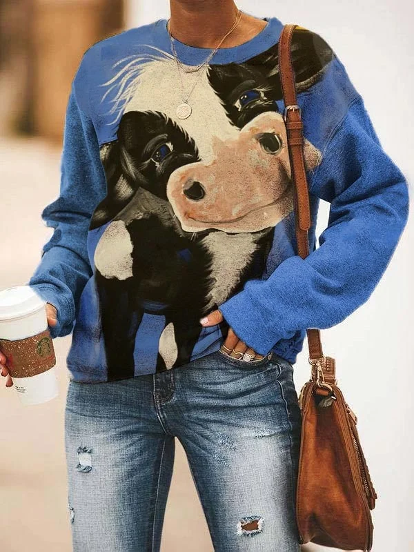 🔥kukelife🔥Cute Cow Printed Casual Sweatshirt