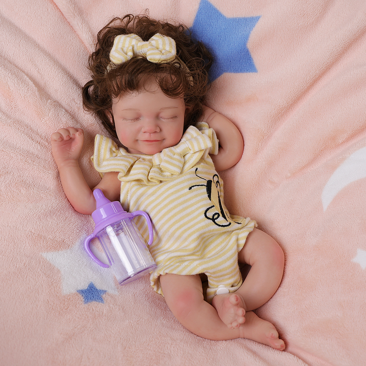 Babeside Cookie 12'' Full Silicone Reborn Baby Doll Cute Girl Asleep Honeybee Onesie